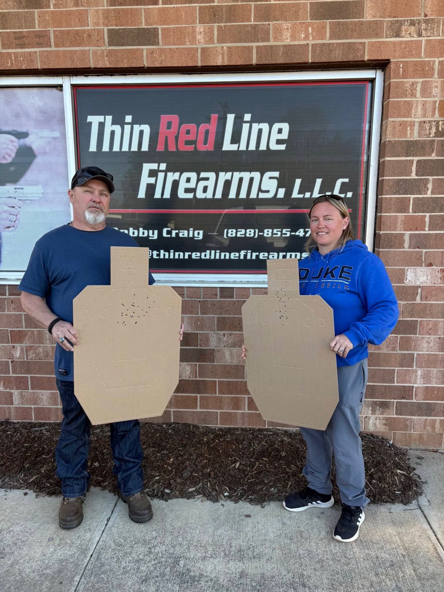 Lacy Riley with Bobby Craig after concealed carry class